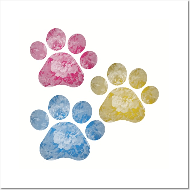 Subtle Floral Paw Prints Flag Wall Art by Gedwolcraeft